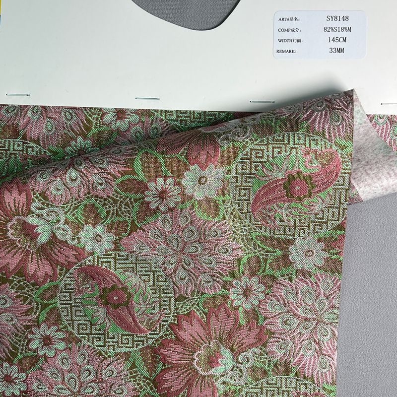 sy8148,82%silk18%metallic,145cm,33mm,yarn-dyed,jacquard faric