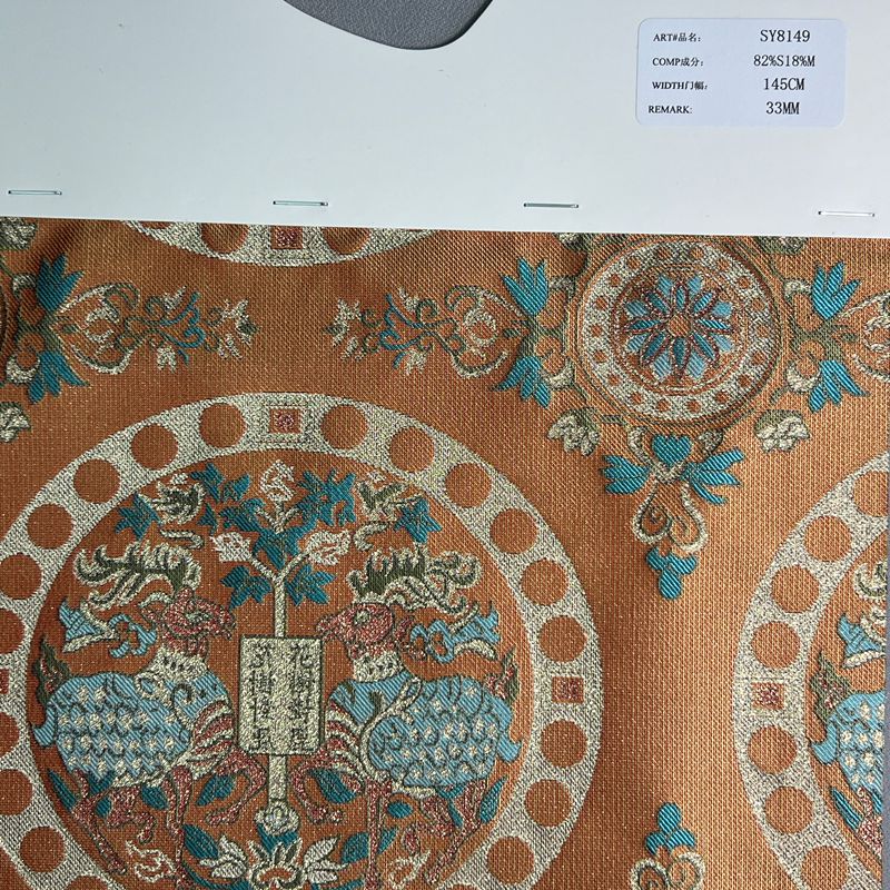 sy8149,82%silk18%metallic,145cm,33mm,yarn-dyed,jacquard fabric