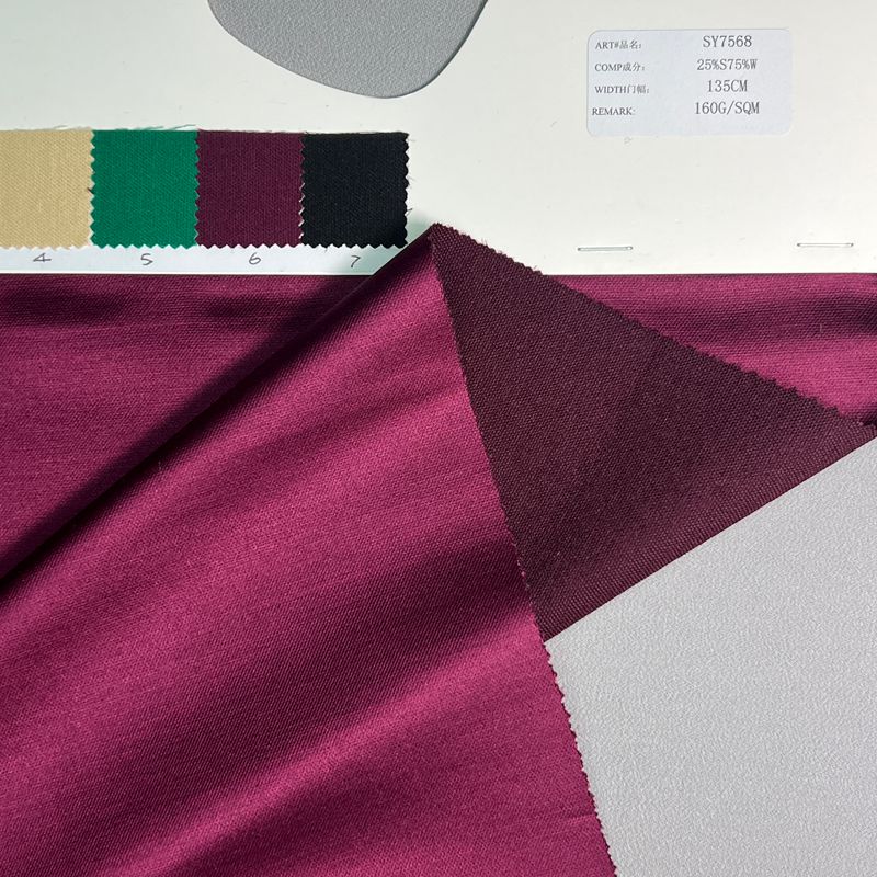 sy7568,25%silk75%wool,135cm,160gsm,charmeuse,piece-dyed