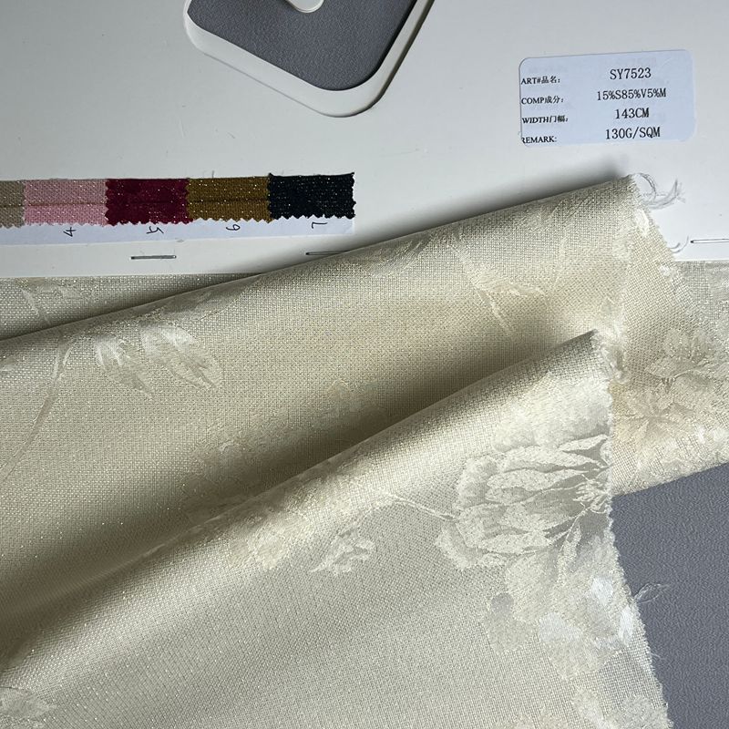 sy7523,15%silk85%viscose5%metallic,143cm,130gsm,jacquard,piece-dyed