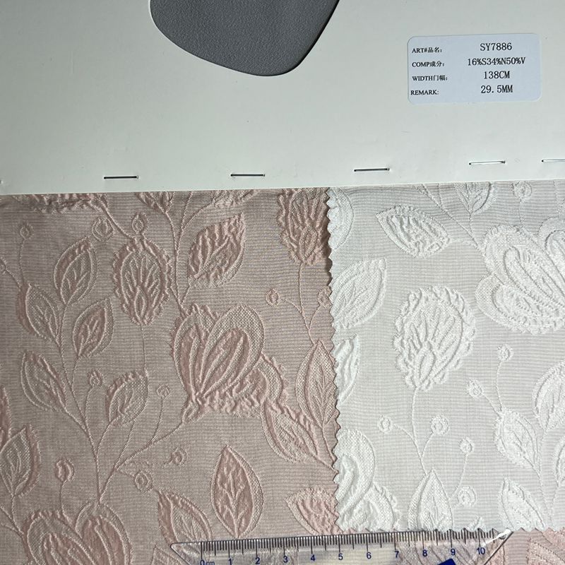 sy7886,16%silk34%nylon50%viscose,138cm,29.5mm,jacquard,piece-dyed