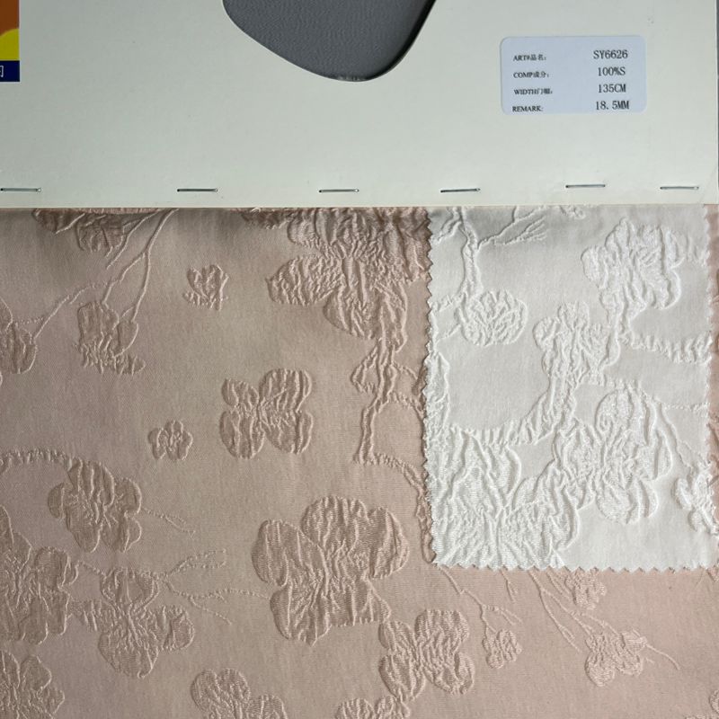 sy6626,100%silk,135cm,18.5mm,jacquard gauze crepe,piece-dyed