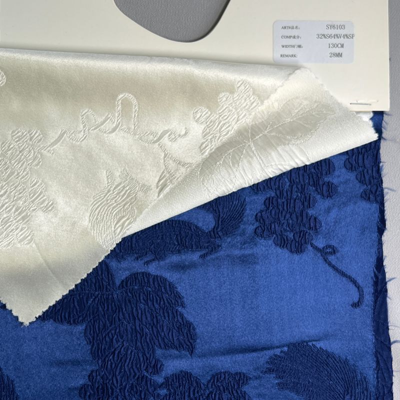 sy6103,32%silk64%viscose4%spandex,130cm,28mm,elastic jacquard gauze crepe,piece-dyed