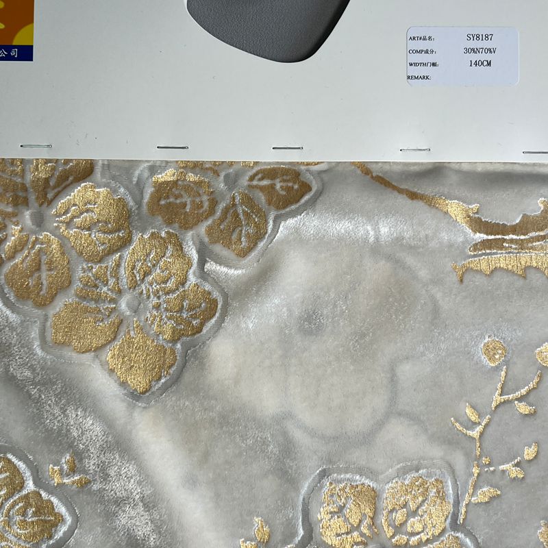 sy8187,30%nylon70%rayon,140cm,burn-out and gold printed  velvet