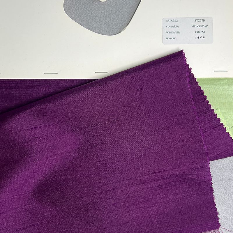 sy2579,70%silk30%polyester,138cm,19mm,dupioni,yarn-dyed